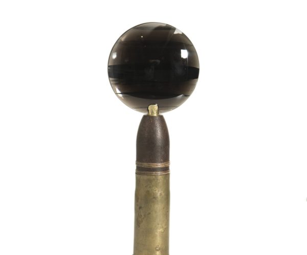 Polished obsidian stonemirror, socket, bent brass